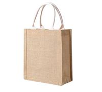 FALFFS Classic Large Strong Jute Natural Shopper Bag Natural 100% Hessian,foldable shopping bag,reusable shopping bags,large tote bag (S)