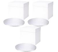 FALGUN Multipack 3 - Premium 10" Round Silver Cake Board & Tall White Cake Box Combo, 10 x 10 x 10 Inch Deep Tall Cake Box and Matching Circle Set For Cakes | Multipack for Bakers - Pack of 3