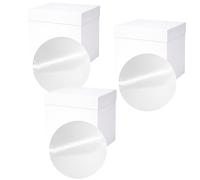 FALGUN Multipack 3 - Premium 12" Round Silver Cake Board & Tall White Cake Box Combo, 12 x 12 x 12 Inch Deep Tall Cake Box and Matching Circle Set For Cakes | Multipack for Bakers - Pack of 3