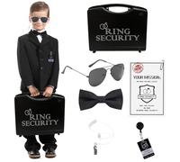 Falinpitos Wedding Ring Bearer Security Wedding Party Gifts Outfit Include Ring Bearer Box Mission Card Sunglasses Bow Tie Earpiece Flower Girl Groomsmen Ring Bearer Proposal Gifts for Boys(7pcs)