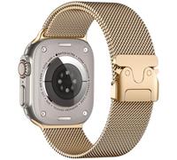 Faliogo Compatible with Apple Watch Ultra 2/Ultra 49mm, Stainless Steel Mesh Loop Strap with Parachute-style Buckle for Apple Watch Series 10 46mm, 9/8/7 45mm, SE2/SE/6/5/4 44mm, 3/2/1 42mm, Rosegold