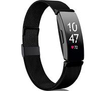 Faliogo Compatible with Fitbit Inspire HR & 2 Strap, Stainless Steel Metal Mesh Replacement Wristband for Fitbit Ace 2, Women & Men Small, Black
