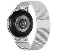Faliogo One-Click Metal Band Compatible with Samsung Galaxy Watch 7/6/5/4 FE, No Gap Magnetic Strap for 40mm/44mm, 45mm/47mm, 42mm/46mm, Silver