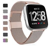 Faliogo Replacement Band Compatible with Fitbit Versa Band/Fitbit Versa 2 Bracelet, Adjustable Stainless Steel Metal Band Compatible with Fitbit Versa Lite, Small, Vintage Gold