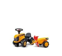 Falk Baby Jcb Ride-On Tractor With Trailer, Rake & Shovel One Colour