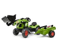 Falk F2040AM tractor loader CLAAS Backhoe with Trailer | Pedal Ride On | Just Like The Real Thing | Boy and Girls 2-5 Years | Light Weight and Easy to use Steering, Green
