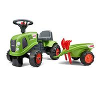 Falk Claas Tractor Ride-On with Trailer, from 12 Months, Made in France, Shovel and Rake Included-2 Styles, Customisable License Plate, 212C, Green