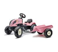 Falk - Rainbow Star pedal tractor with trailer - Contains 40% recycled plastic - Made in France - 2056L - Pink - From 2 years old