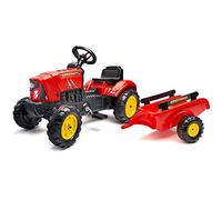 Falk - Supercharger pedal tractor with trailer - From 2 years old - Made in France - Opening hood - directional steering wheel with horn - 2030AB