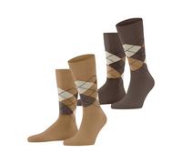 Burlington Men's Everyday Argyle M So Cotton Patterned 2 Pairs Socks, Beige Brown Sugar 5152 6.5-11