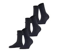 FALKE Women's Cotton Touch Multipack W So Thin Plain 3 Pairs Socks, Blue Dark Navy 6370, 2.5-5