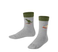 FALKE Unisex Kids Dinosaurs K So Cotton Patterned 1 Pair Socks, Grey Lt. Heather 3223, 3-5