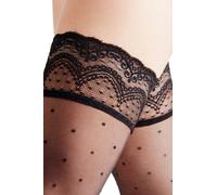 FALKE Women's Dot 15 DEN W Stu Sheer Plain 1 Pair Stay-Ups, Black 3009, L