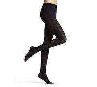 FALKE Women's Check Mate 60 DEN W Ti Semi-Opaque Patterned Tights, Black 3009, S-M