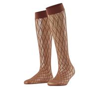 FALKE Women's Pure Shore W Kh Sheer Patterned Knee-High Socks 1 pair, Pink Rosewood 5225, 2.5-5