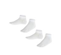 FALKE Unisex Kids Happy Double Pack K Sn Cotton Low-Cut Plain 2 Pairs Trainer Socks, White 0020, 6-8.5