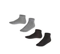 FALKE Unisex Kids Happy Double Pack K Sn Cotton Low-Cut Plain 2 Pairs Trainer Socks, Multicolor Black Grey 0050, 9-11.5