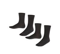 FALKE Unisex Kids Happy Double Pack K So Cotton Plain 2 Pairs Socks, Black 0010, 6-8.5