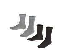 FALKE Unisex Kids Happy Double Pack K So Cotton Plain 2 Pairs Socks, Multicolor Black Grey 0050, 9-11.5