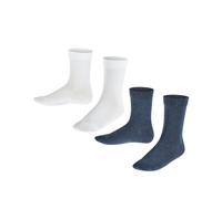 FALKE Unisex Kids Happy Double Pack K So Cotton Plain 2 Pairs Socks, Multicolor Blue White 0040, 3-5
