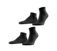 FALKE Men's Happy Double Pack M Sn Cotton Low-Cut Plain Trainer Socks 2 Pairs, Black 3000, 11.5-14