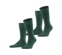 FALKE Men's Happy Double Pack M So Cotton Plain Socks 2 Pairs, Green Hunter 7441, 5.5-8