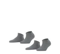 FALKE Women's Happy Double Pack W Sn Cotton Low-Cut Plain 2 Pairs Trainer Socks, Grey Light Melange 3390, 5.5-8
