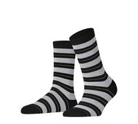 FALKE Women's Stripe Uniform W So Cotton Patterned Socks 1 Pair, Black 3000, 5.5-8