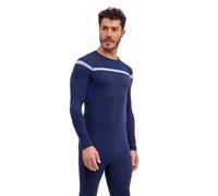 FALKE Men's Warm Trend Round Neck M L/s Sh Functional Yarn Quick Dry Base Layer Top 1 Piece, Blue Space 6116, L