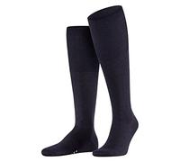 FALKE Men's Airport M Kh Wool Cotton Long Plain 1 Pair Knee-High Socks, Blue Dark Navy 6370, 10-11