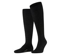 FALKE Men's Airport M Kh Wool Cotton Long Plain Knee-High Socks 1 Pair, Grey Anthracite Melange 3080, 5.5-6.5