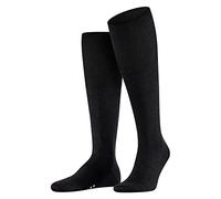 FALKE Men's Airport M Kh Wool Cotton Long Plain 1 Pair Knee-High Socks, Black 3000, 7-8