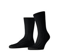 FALKE Men's Bay Ribs M So Linen Cotton Plain 1 Pair Socks, Black 3000, 7-8