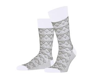 FALKE Men's Colonial Style M So Cotton Patterned 1 Pair Socks, White 2000, 5.5-6.5