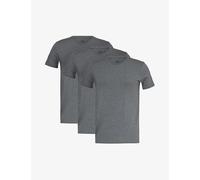 Falke Mens Dark Grey -heather Crewneck Ribbed-trim Cotton-blend Jersey T-shirts Pack of Two L