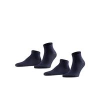 FALKE Men's Happy Double Pack M Sn Cotton Low-Cut Plain 2 Pairs Trainer Socks, Blue Dark Navy 6375, 11.5-14