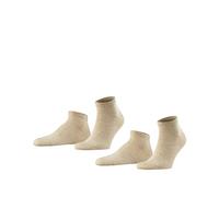 FALKE Men's Happy Double Pack M Sn Cotton Low-Cut Plain 2 Pairs Trainer Socks, Beige Sand Melange 4650, 8.5-11