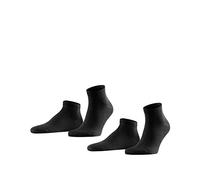 FALKE Men's Happy Double Pack M Sn Cotton Low-Cut Plain 2 Pairs Trainer Socks, Black 3000, 5.5-8
