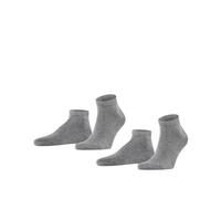 FALKE Men's Happy Double Pack M Sn Cotton Low-Cut Plain 2 Pairs Trainer Socks, Grey Light Melange 3390, 11.5-14