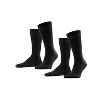 FALKE Men's Happy Double Pack M So Cotton Plain 2 Pairs Socks, Black 3000, 5.5-8