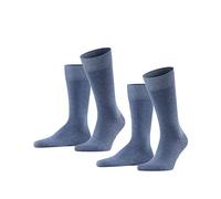FALKE Men's Happy Double Pack M So Cotton Plain 2 Pairs Socks, Blue Light Denim 6660, 8.5-11