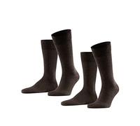 FALKE Men's Happy Double Pack M So Cotton Plain 2 Pairs Socks, Brown Dark 5450, 5.5-8
