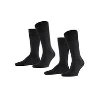 FALKE Men's Happy Double Pack M So Cotton Plain 2 Pairs Socks, Grey Anthracite Melange 3080, 11.5-14
