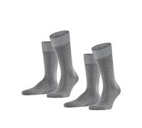 FALKE Men's Happy Double Pack M So Cotton Plain 2 Pairs Socks, Grey Light Melange 3390, 5.5-8
