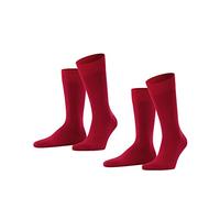 FALKE Men's Happy Double Pack M So Cotton Plain 2 Pairs Socks, Red Scarlet 8228, 11.5-14