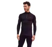 FALKE Men's Maximum Warm High Zip Neck M L/s Sh Functional Yarn Quick Dry Base Layer Top 1 Piece, Black 3000, M