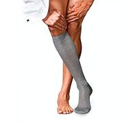 FALKE Men's No. 10 M Kh Cotton Long Plain 1 Pair Knee-High Socks, Grey Light Melange 3390, 8.5-9.5