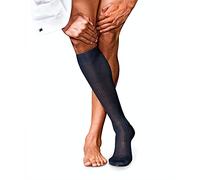 FALKE Men's No. 10 M Kh Cotton Long Plain Knee-High Socks 1 Pair, Blue Dark Navy 6370, 7-8
