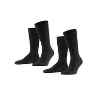 FALKE Men's Swing Multipack M So Cotton Plain 2 Pairs Socks, Grey Anthracite Melange 3080, 8.5-11