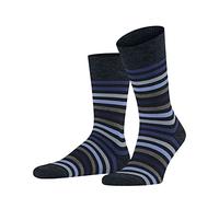 FALKE Men's Tinted Stripe M So Wool Cotton Patterned Socks 1 Pair, Blue Dark Navy 6371, 11.5-14